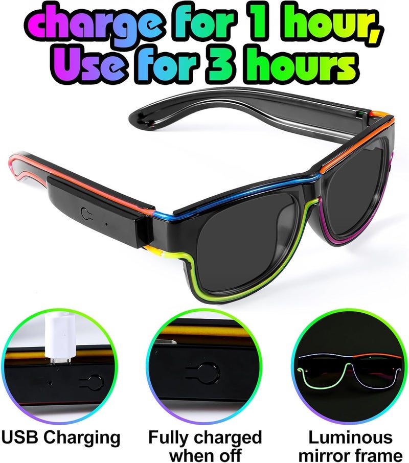 Xgood LED Glasses Multi-Color (8 Colors) Light Up Glasses w/o Wires Neon Glow Glasses for KTV, EDM, Rave Parties and Cosplay - Image 3